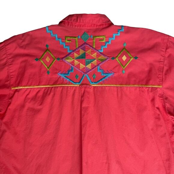 Vtg IB Diffusion Womens Western Shirt Plus 22W Coral Colorful Embroidery Cowgirl - Picture 8 of 16